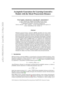 Asymptotic Guarantees for Learning Generative Models with the
  Sliced-Wasserstein Distance