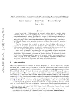 An Unsupervised Framework for Comparing Graph Embeddings