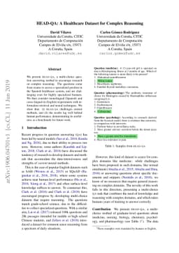 HEAD-QA: A Healthcare Dataset for Complex Reasoning