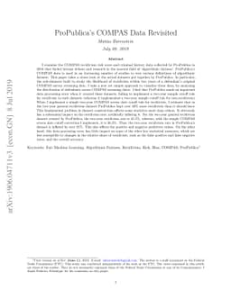 ProPublica's COMPAS Data Revisited