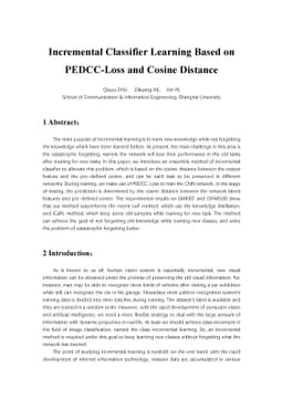 Incremental Classifier Learning Based on PEDCC-Loss and Cosine Distance