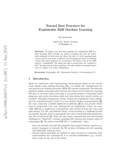 Toward Best Practices for Explainable B2B Machine Learning