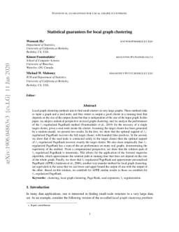 Statistical guarantees for local graph clustering