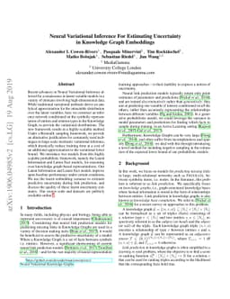 Neural Variational Inference For Estimating Uncertainty in Knowledge
  Graph Embeddings