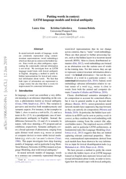 Putting words in context: LSTM language models and lexical ambiguity