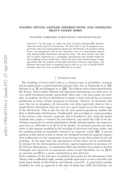 Matrix Mittag--Leffler distributions and modeling heavy-tailed risks