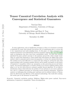 Tensor Canonical Correlation Analysis with Convergence and Statistical
  Guarantees