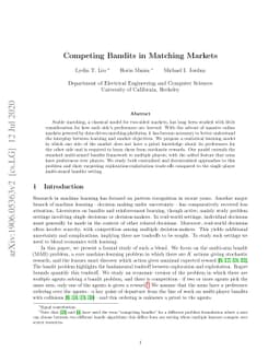 Competing Bandits in Matching Markets