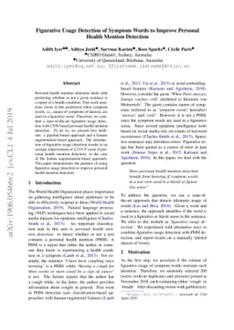 Figurative Usage Detection of Symptom Words to Improve Personal Health
  Mention Detection