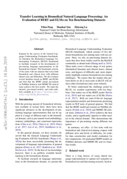 Transfer Learning in Biomedical Natural Language Processing: An
  Evaluation of BERT and ELMo on Ten Benchmarking Datasets