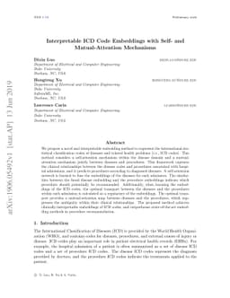 Interpretable ICD Code Embeddings with Self- and Mutual-Attention
  Mechanisms