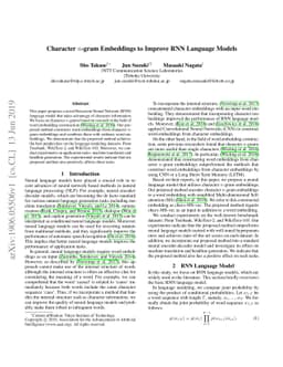 Character n-gram Embeddings to Improve RNN Language Models