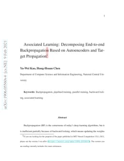 Associated Learning: Decomposing End-to-end Backpropagation based on
  Auto-encoders and Target Propagation