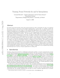 Training Neural Networks for and by Interpolation