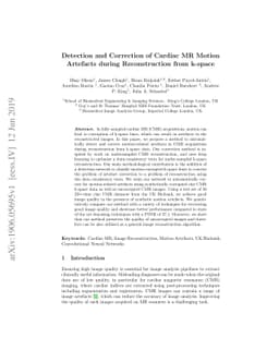 Detection and Correction of Cardiac MR Motion Artefacts during
  Reconstruction from K-space