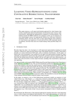 Learning Video Representations using Contrastive Bidirectional
  Transformer