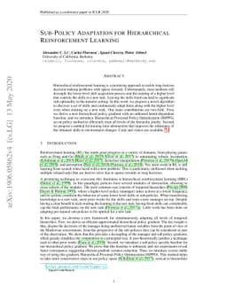 Sub-policy Adaptation for Hierarchical Reinforcement Learning
