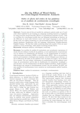On the Effect of Word Order on Cross-lingual Sentiment Analysis
