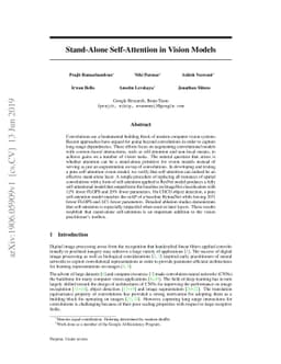 Stand-Alone Self-Attention in Vision Models