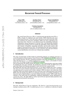 Recurrent Neural Processes