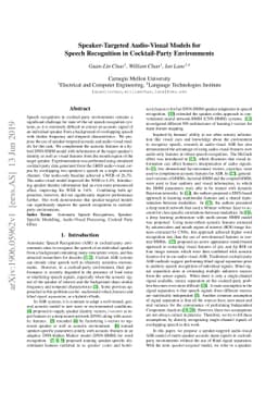 Speaker-Targeted Audio-Visual Models for Speech Recognition in
  Cocktail-Party Environments