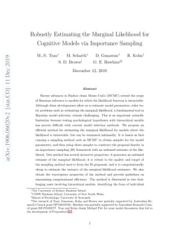 Robustly estimating the marginal likelihood for cognitive models via
  importance sampling