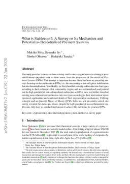 What is Stablecoin?: A Survey on Its Mechanism and Potential as
  Decentralized Payment Systems