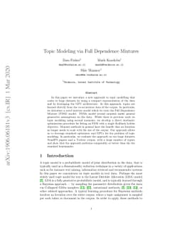 Topic Modeling via Full Dependence Mixtures