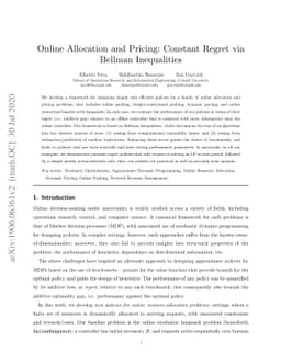 Online Allocation and Pricing: Constant Regret via Bellman Inequalities