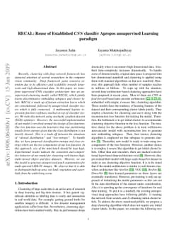 RECAL: Reuse of Established CNN classifer Apropos unsupervised Learning
  paradigm