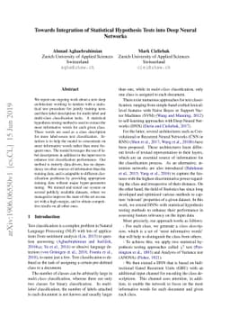 Towards Integration of Statistical Hypothesis Tests into Deep Neural
  Networks