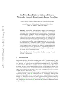 LioNets: Local Interpretation of Neural Networks through Penultimate
  Layer Decoding