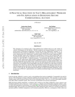 A Practical Solution to Yao's Millionaires' Problem and Its Application
  in Designing Secure Combinatorial Auction