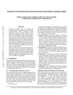 Practical User Feedback-driven Internal Search Using Online Learning to
  Rank