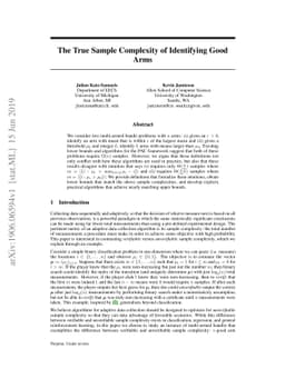The True Sample Complexity of Identifying Good Arms
