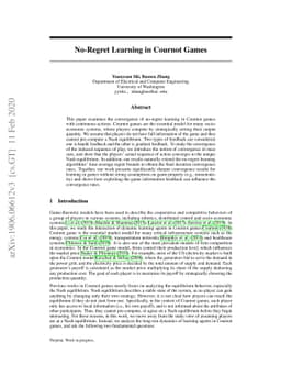 No-regret Learning in Cournot Games
