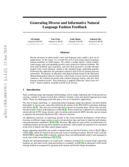 Generating Diverse and Informative Natural Language Fashion Feedback