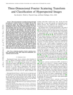 Three-Dimensional Fourier Scattering Transform and Classification of
  Hyperspectral Images