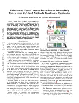 Understanding Natural Language Instructions for Fetching Daily Objects
  Using GAN-Based Multimodal Target-Source Classification