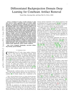 Differentiated Backprojection Domain Deep Learning for Conebeam Artifact
  Removal