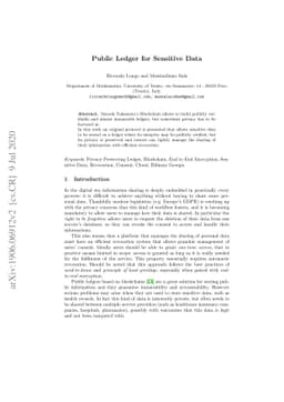 Public Ledger for Sensitive Data