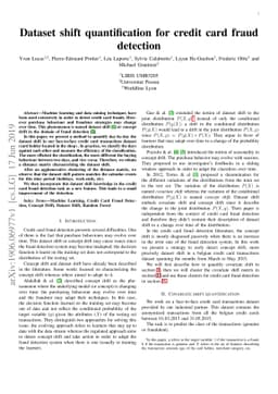 Dataset shift quantification for credit card fraud detection