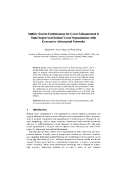 Particle Swarm Optimization for Great Enhancement in Semi-Supervised
  Retinal Vessel Segmentation with Generative Adversarial Networks
