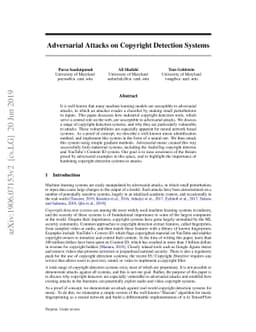 Adversarial attacks on Copyright Detection Systems