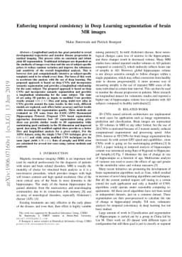 Enforcing temporal consistency in Deep Learning segmentation of brain MR
  images