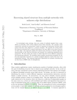 Recovering shared structure from multiple networks with unknown edge
  distributions