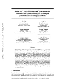 The Cells Out of Sample (COOS) dataset and benchmarks for measuring
  out-of-sample generalization of image classifiers