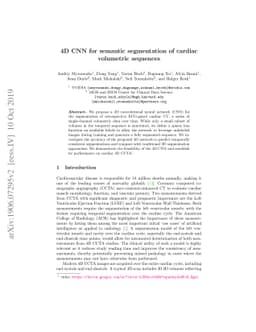 4D CNN for semantic segmentation of cardiac volumetric sequences