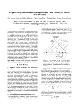 Weighted delay-and-sum beamforming guided by visual tracking for
  human-robot interaction