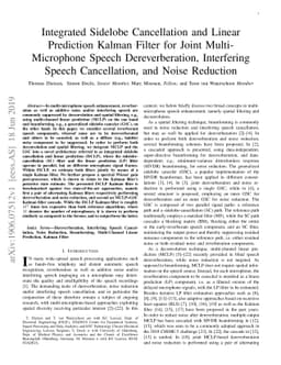 Integrated sidelobe cancellation and linear prediction Kalman filter for
  joint multi-microphone speech dereverberation, interfering speech
  cancellation, and noise reduction